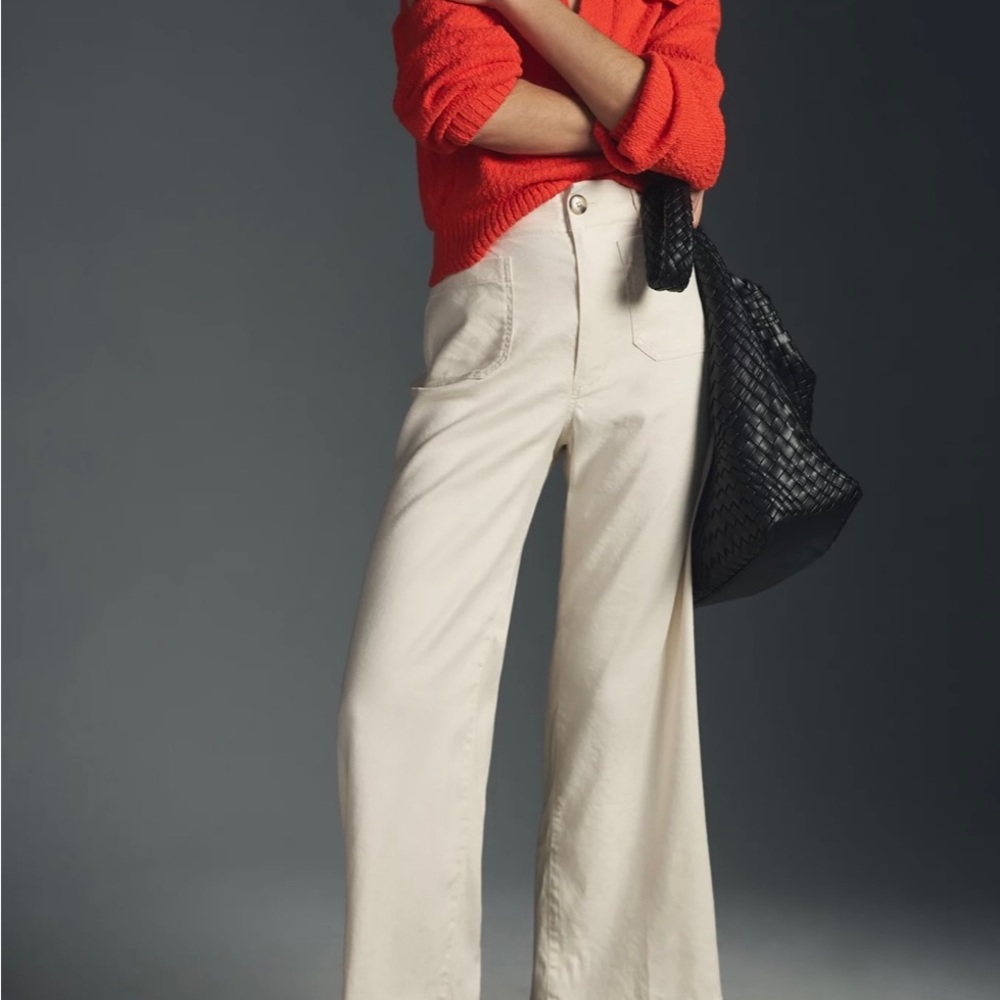 Anthropologie Maeve White Wide Leg Pants